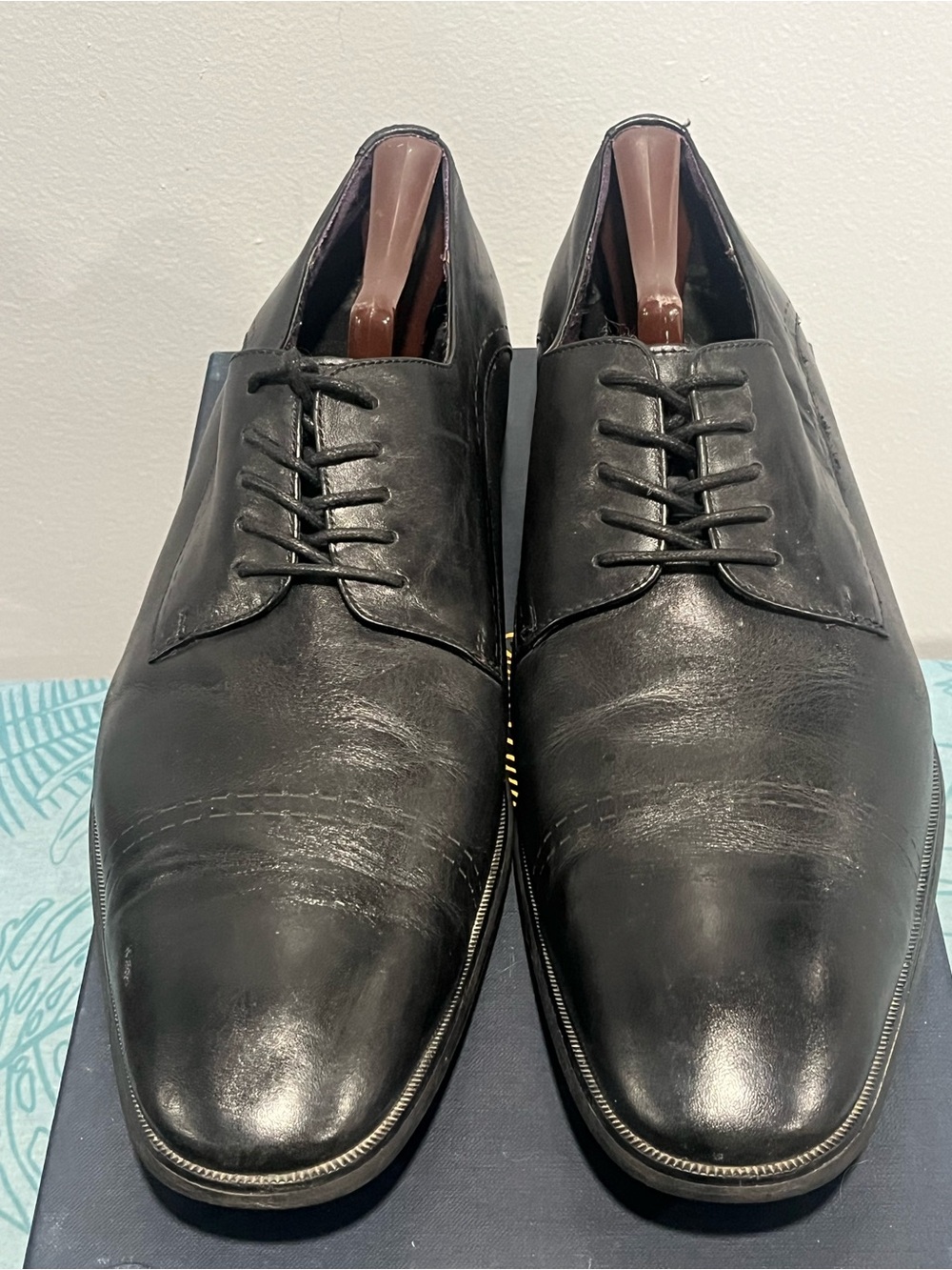 Bar III Black Leather Derby Shoes